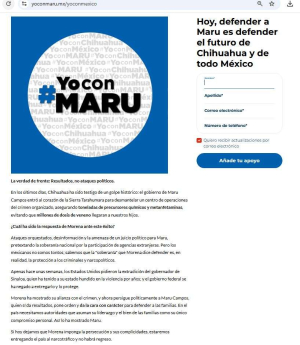 Hacen sitio web de apoyo a Maru Campos