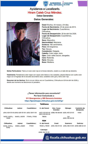 Buscan a jovencito de 13 a&ntilde;os desaparecido