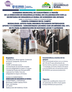 Impulsan convocatoria de apoyo para productores lecheros